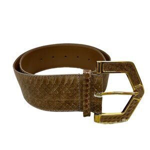 Vtg The Ritz Genuine Snake Skin Chunky Belt Women’s S/M Brown Gold Buckle